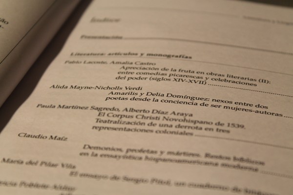 El índice de la revista Literatura y Lingüística.