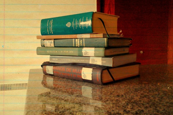 Parte de la torre de libros en que estuve metida las últimas semanas.